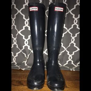 Shiny Navy Blue Hunter Boots